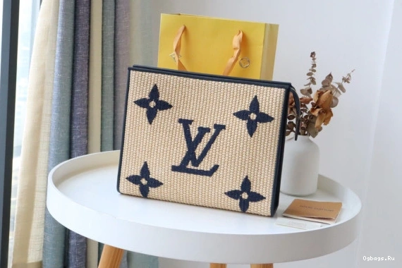 VUITTON LOUIS Monogram Toiletry Raffia Pouch 0120